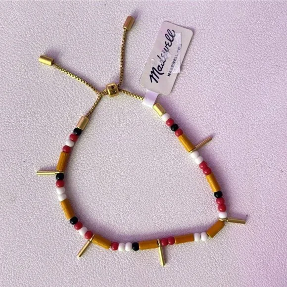 NWT MADEWELL Hayfield Adjustable Beaded Bracelet Boho Seed Beads Colorful Yellow - Picture 2 of 4